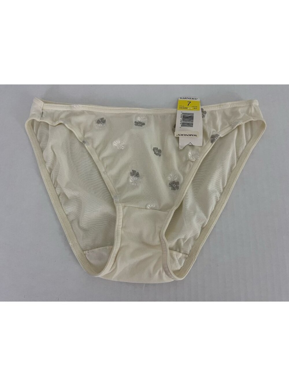 Warner's Women's 7 Flower Charms Panties #55589 Ivory Nylon Panty Shiny NWT